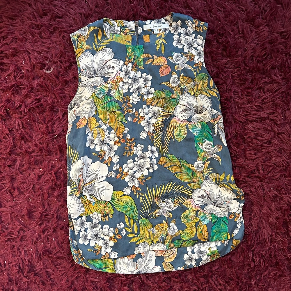 Lisa Ho Silk Blue Floral Top